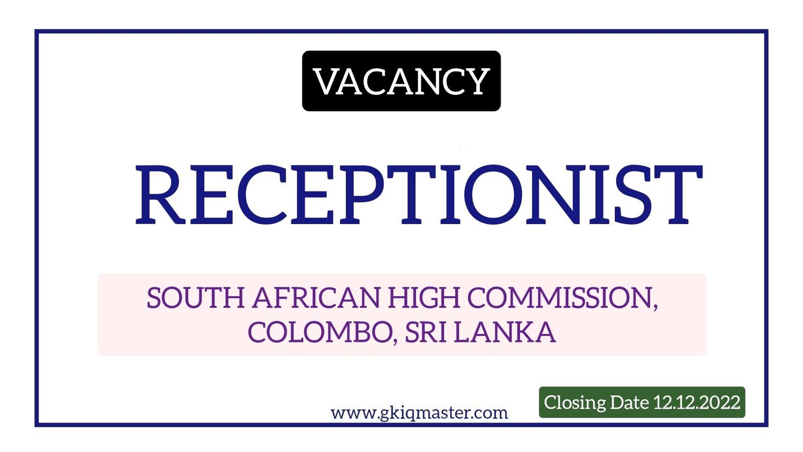 receptionist-vacancies-south-african-high-commission-colombo-gk-iq