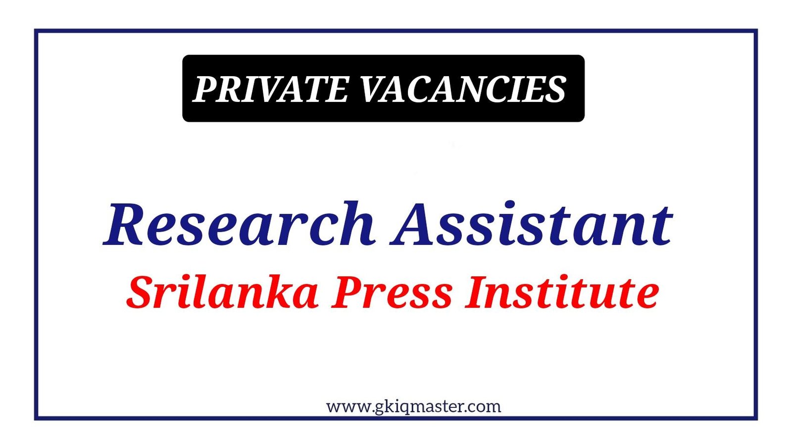 research assistant vacancies in sri lanka 2022