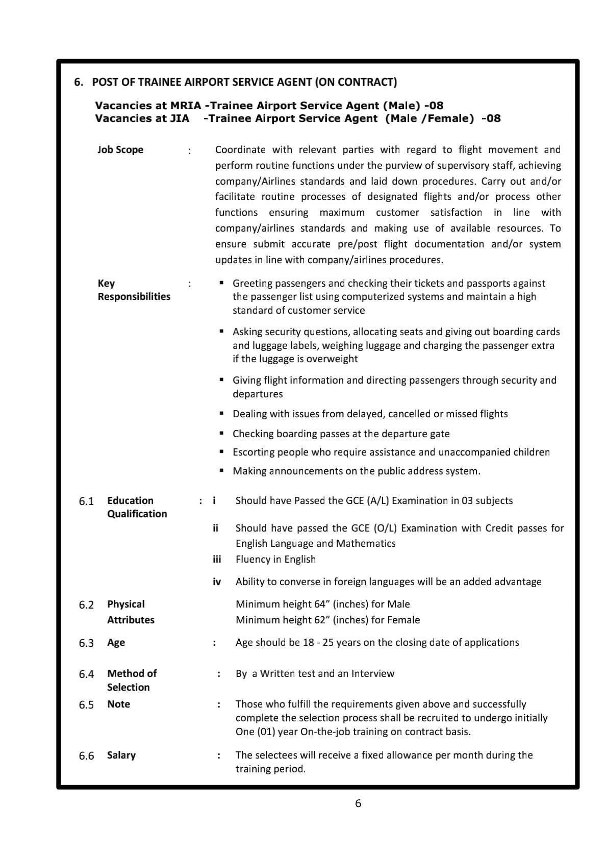 Airport Vacancies - Full Details - MASTER