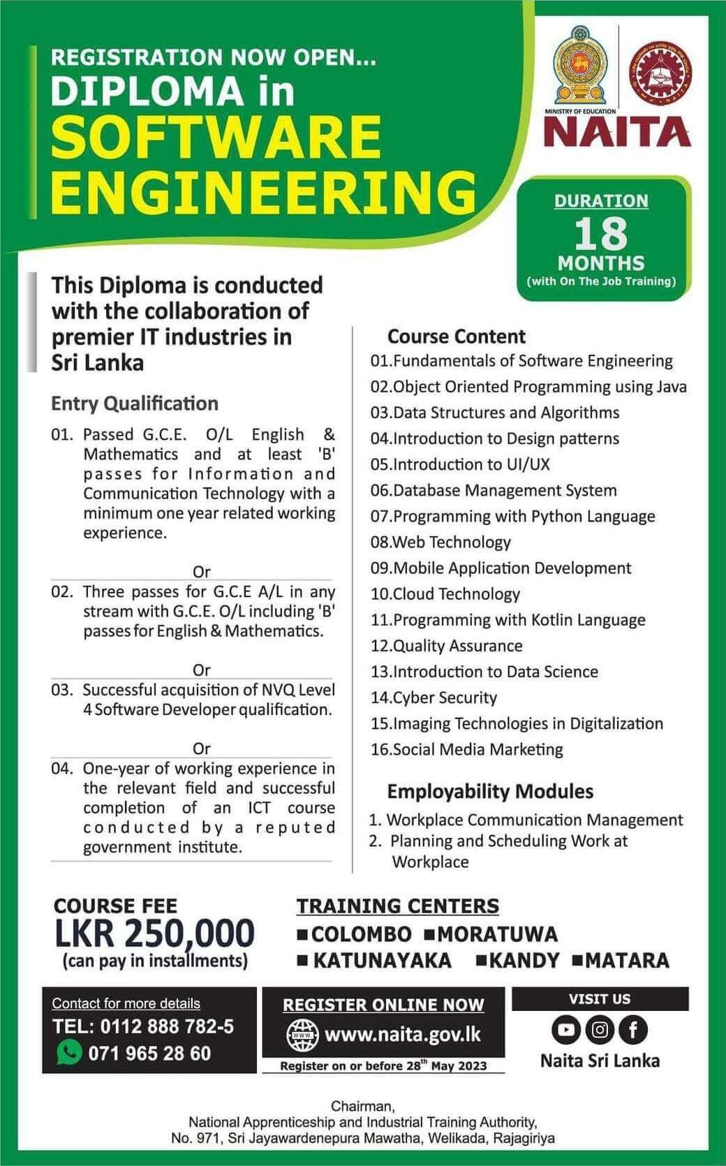 Diploma in Software Engineering Full Details