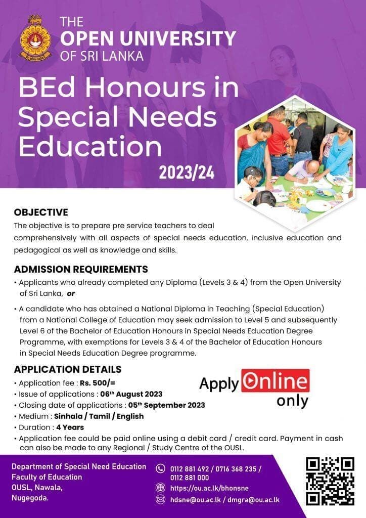 BEd Honours in Special Needs Education Full Details