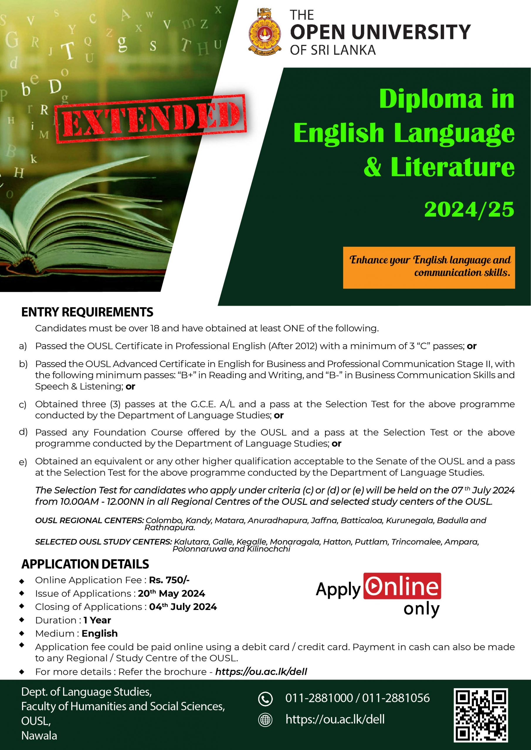 Diploma in English - Open University of Sri Lanka 