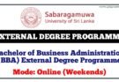 Bachelor of Business Administration (BBA) External Degree Programme - Sabaragamuwa University