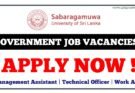 Government job vacancies sabaragamuwa University management Assistant