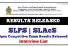 Results department of examinations SLPS SLAcS