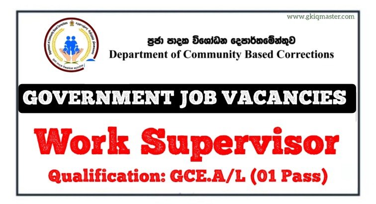 Work Supervisor - Department of Community Based Corrections Job Vacancies 2025