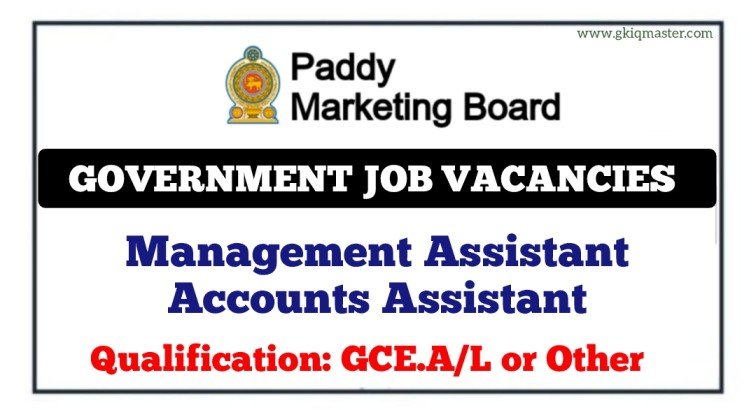 Management Assistant, Accounts Assistant Job Vacancies 2026 - Paddy Marketing Board