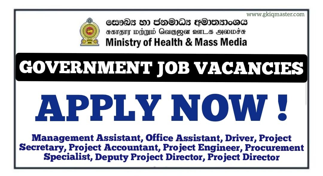 Management Assistant, Office Assistant, Driver and More Job Vacancies 2026 - Ministry of Health and Mass Media