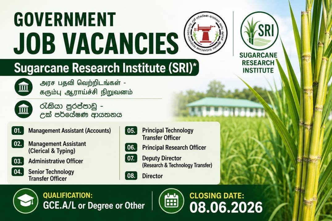 Management Assistant, Administrative Officer, Director and More Job Vacancies 2026 - Sugarcane Research Institute (SRI)