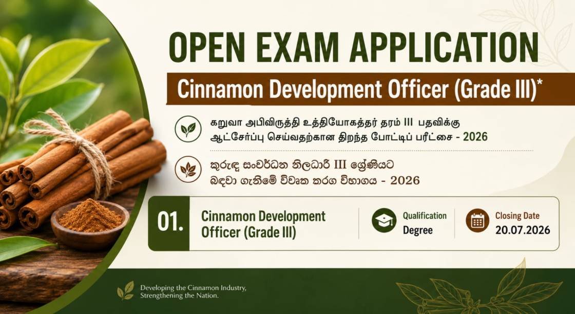 Cinnamon Development Officer Vacancies (Open Exam Application) - 2026