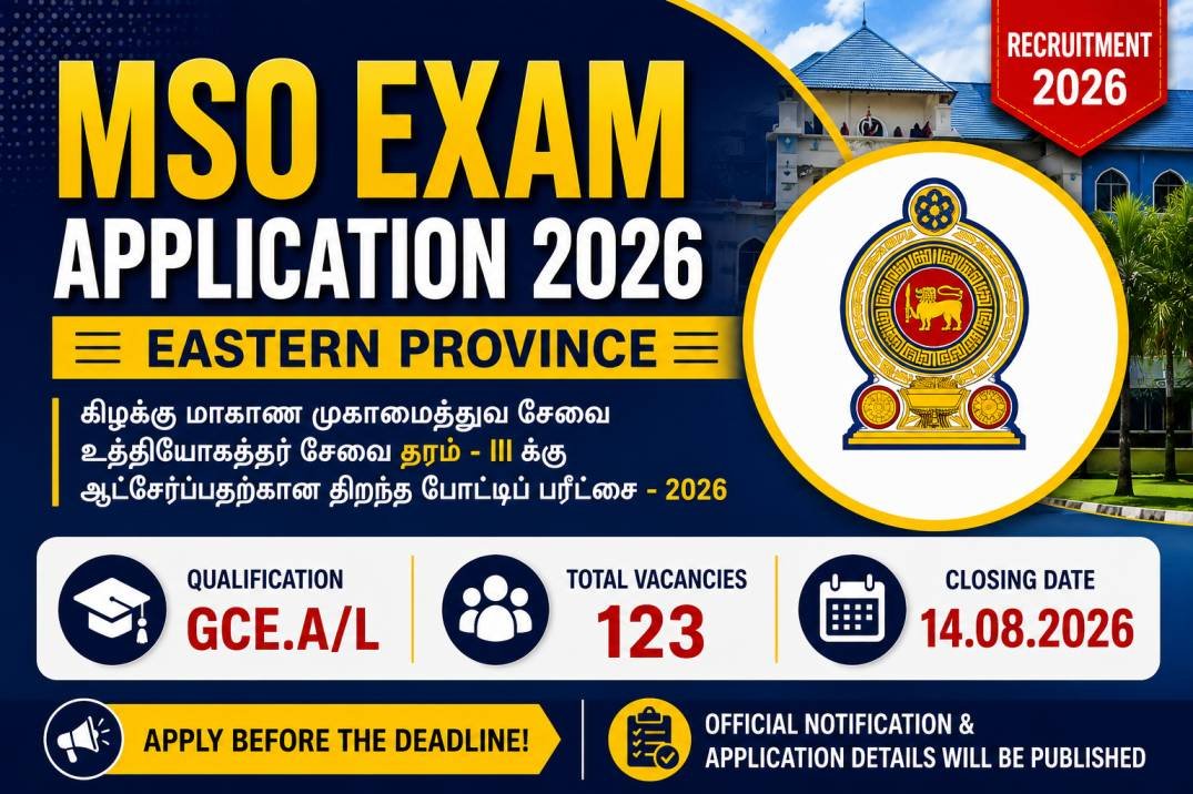 Management Service Officers (MSO) Vacancies (Open Exam Application) 2026 - Eastern Province